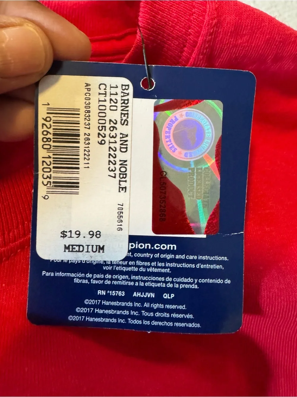 NWT Men's Champion Red Crewneck Logo T‑Shirt Sz M - Picture 9 of 9